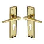 Kendal Door Handle on Plate in Polished Brass