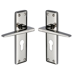 Kendal Door Handle on Plate in Polished Nickel Finish
