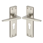 Kendal Door Handle on Plate in Satin Nickel