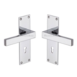 Metro Door Handle on Plate in Polished Chrome