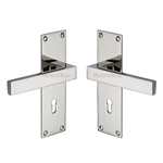 Metro Door Handle on Plate in Polished Nickel Finish