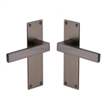Metro Door Handle on Plate in Matt Bronze