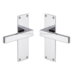 Metro Door Handle on Plate in Polished Chrome