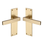 Metro Door Handle on Plate in Satin Brass