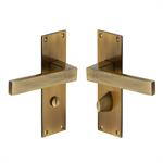 Metro Door Handle on Plate in Antique Brass
