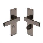 Metro Door Handle on Plate in Matt Bronze