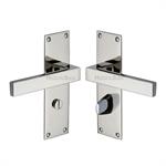 Metro Door Handle on Plate in Polished Nickel Finish