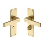 Metro Door Handle on Plate in Satin Brass