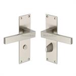 Metro Door Handle on Plate in Satin Nickel