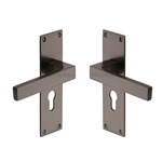 Metro Door Handle on Plate in Matt Bronze