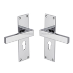 Metro Door Handle on Plate in Polished Chrome