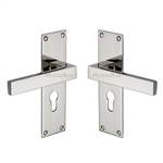 Metro Door Handle on Plate in Polished Nickel Finish