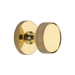 Owen Knurled Knob on Knurled Concealed Base in Polished Brass