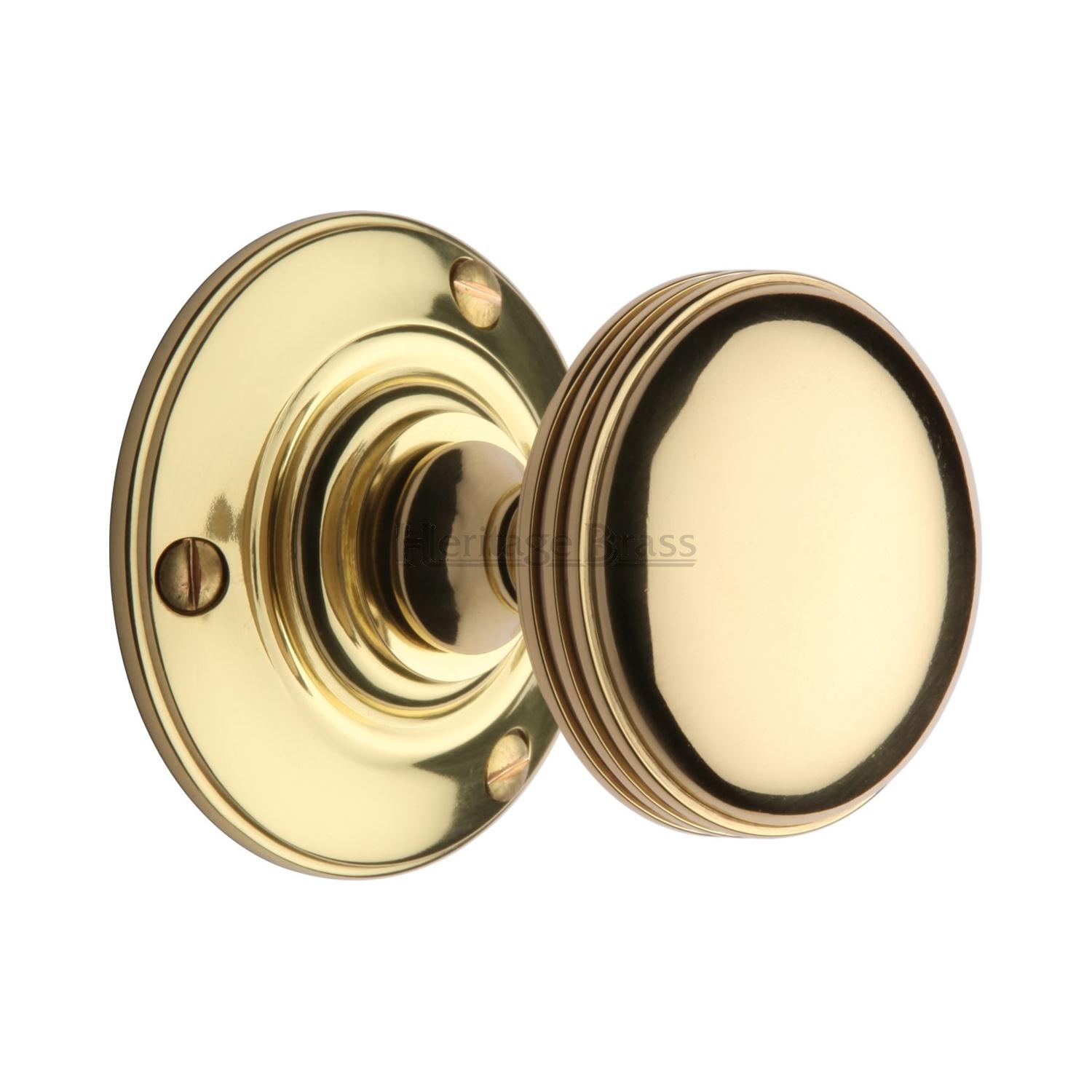 Richmond Door Knob on Rose in Polished Brass