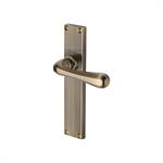 Charlbury Reeded Door Handle on Plate in Antique Brass
