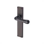 Charlbury Reeded Door Handle on Plate in Matt Bronze
