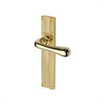 Charlbury Reeded Door Handle on Plate in Polished Brass