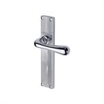 Charlbury Reeded Door Handle on Plate in Polished Chrome