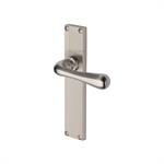 Charlbury Reeded Door Handle on Plate in Satin Nickel