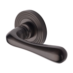 Charlbury Reeded Door Handle on Round Rose in Matt Bronze