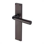 Octave Reeded Door Handle on Plate in Matt Bronze