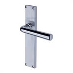 Octave Reeded Door Handle on Plate in Polished Chrome