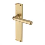 Octave Reeded Door Handle on Plate in Satin Brass