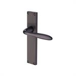 Sutton Reeded Door Handle on Plate in Matt Bronze