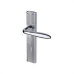 Sutton Reeded Door Handle on Plate in Polished Chrome