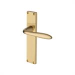 Sutton Reeded Door Handle on Plate in Satin Brass