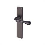 Roma Reeded Door Handle on Plate in Matt Bronze