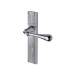Roma Reeded Door Handle on Plate in Polished Chrome