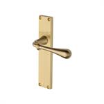 Roma Reeded Door Handle on Plate in Satin Brass