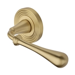 Roma Reeded Door Handle on Round Rose in Satin Brass