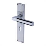 Bauhaus Reeded Door Handle on Plate in Polished Chrome