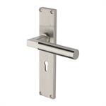 Bauhaus Reeded Door Handle on Plate in Satin Nickel