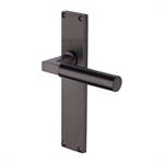 Bauhaus Reeded Door Handle on Plate in Matt Bronze