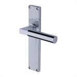 Bauhaus Reeded Door Handle on Plate in Polished Chrome