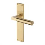 Bauhaus Reeded Door Handle on Plate in Satin Brass