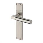 Bauhaus Reeded Door Handle on Plate in Satin Nickel