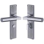 Bauhaus Reeded Door Handle on Plate in Polished Chrome