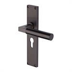 Bauhaus Reeded Door Handle on Plate in Matt Bronze