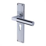 Bauhaus Reeded Door Handle on Plate in Polished Chrome