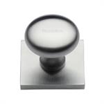 Victorian Round Cabinet Knob with Square Backplate