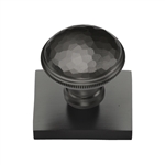 Diamond Cut Cabinet Knob with Square Backplate