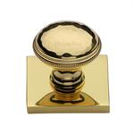Diamond Cut Cabinet Knob with Square Backplate