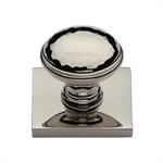 Diamond Cut Cabinet Knob with Square Backplate
