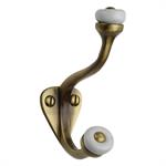 Ceramic Hat & Coat Hook in Antique Brass