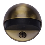 Round Shielded Floor Mounted Door Stop  in Antique Brass