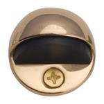 Round Shielded Floor Mounted Door Stop  in Polished Brass